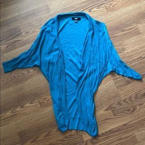 Turquoise color open front cardigan